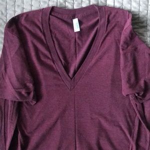 American Apparel v neck shirt Cranberry sz M